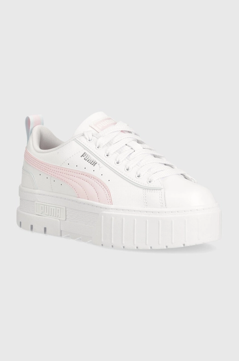 Dětské kožené sneakers boty Puma Mayze Lth Piping Jr bílá barva