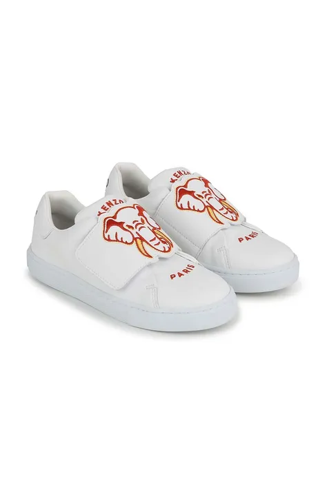 Παιδικά δερμάτινα αθλητικά παπούτσια Kenzo Kids χρώμα: άσπρο