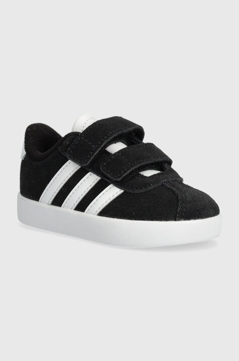 Дитячі замшеві кросівки adidas VL COURT 3.0 CF I колір чорний