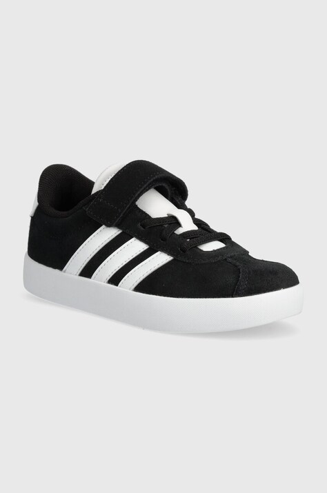 Дитячі замшеві кросівки adidas VL COURT 3.0 EL C колір чорний