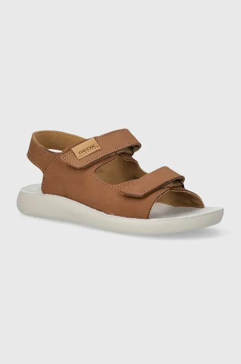 Geox sandale din năbuc pentru copii SANDAL LIGHTFLOPPY culoarea maro