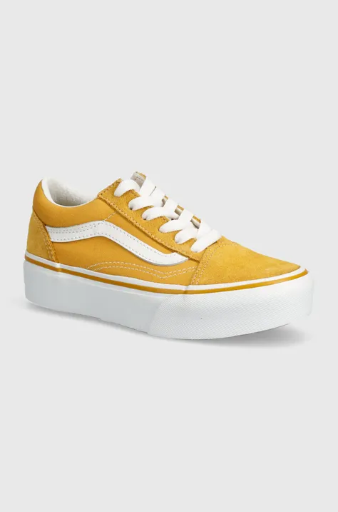 Παιδικά πάνινα παπούτσια Vans UY Old Skool Platform χρώμα: κίτρινο