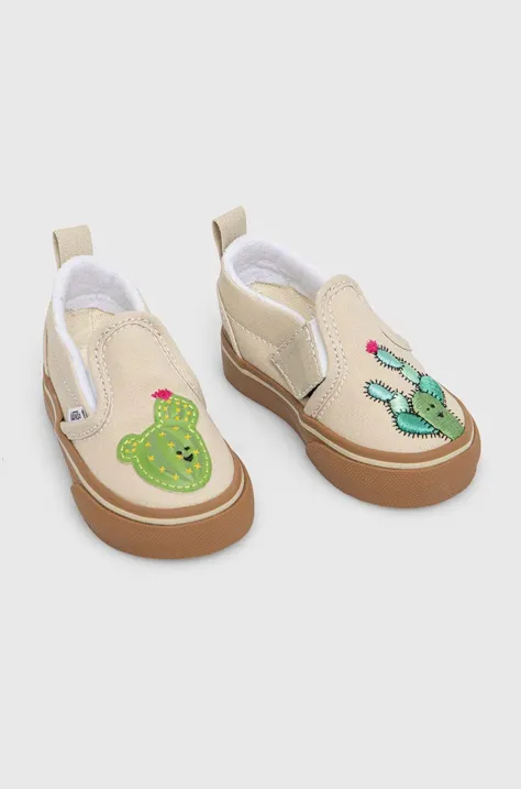 Παιδικά πάνινα παπούτσια Vans Slip-On V Cactus χρώμα: μπεζ