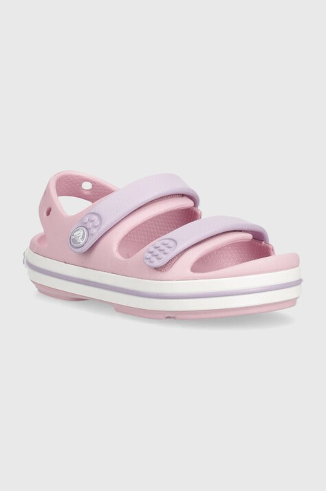 Παιδικά σανδάλια Crocs CROCBAND CRUISER SANDAL χρώμα: ροζ