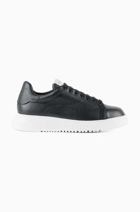 Emporio Armani sneakersy skórzane kolor czarny X4X264 XF768 00002