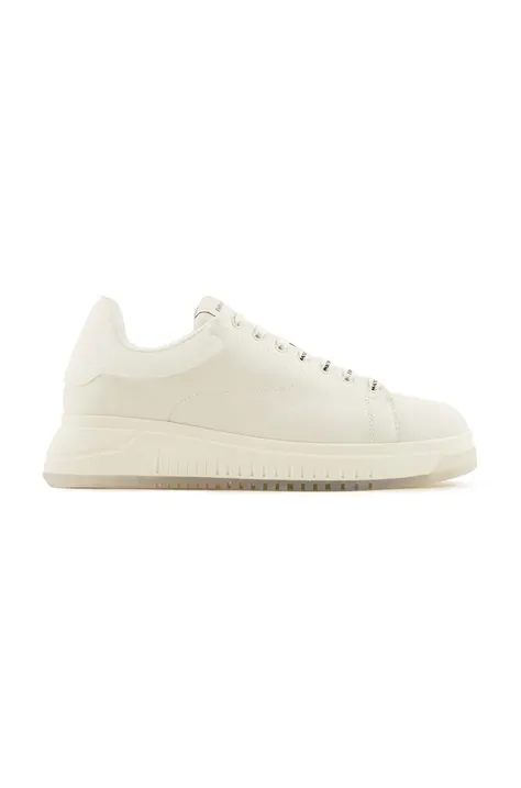 Emporio Armani sneakersy skórzane kolor beżowy X4X264 XR128 T862