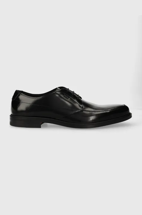Δερμάτινα κλειστά παπούτσια HUGO Kerr χρώμα: μαύρο, 50512716