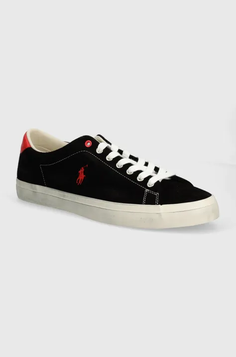 Kožené sneakers boty Polo Ralph Lauren Longwood černá barva, 816931905001
