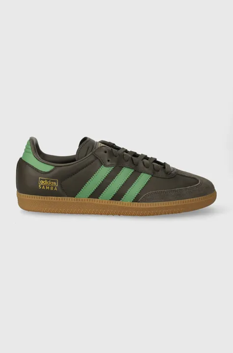 adidas Originals sneakers din piele Samba OG culoarea verde, IG6175