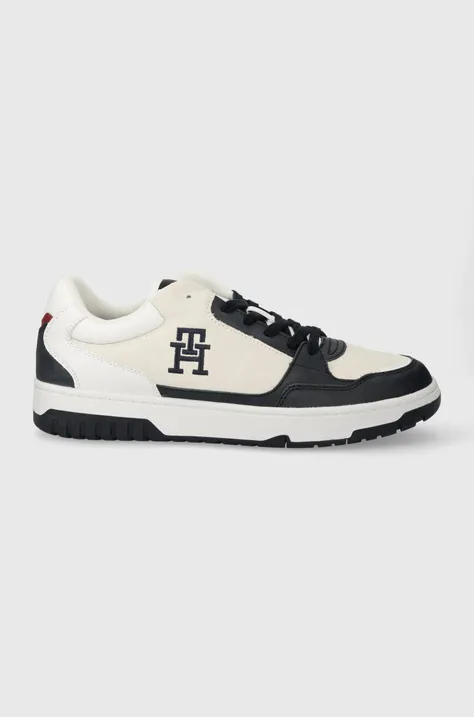 Δερμάτινα αθλητικά παπούτσια Tommy Hilfiger TH BASKET STREET SUEDE MIX χρώμα: ναυτικό μπλε, FM0FM04873
