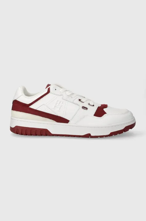 Δερμάτινα αθλητικά παπούτσια Tommy Hilfiger TH BASKET STREET LTH χρώμα: άσπρο, FM0FM04874