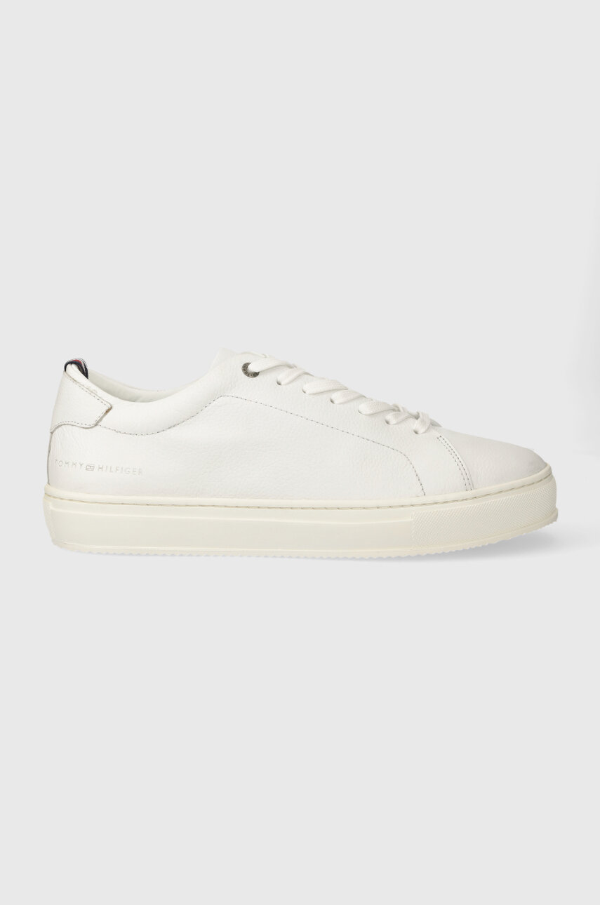 Tommy Hilfiger bőr sportcipő PREMIUM CUPSOLE GRAINED LTH fehér, FM0FM04893