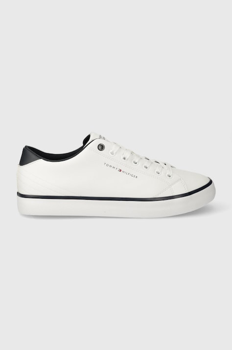Tommy Hilfiger tenisi de piele TH HI VULC CORE LOW LEATHER ESS barbati, culoarea alb, FM0FM05041