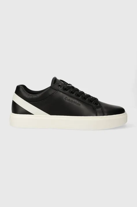 Calvin Klein sneakers din piele LOW TOP LACE UP ARCHIVE STRIPE culoarea negru, HM0HM01292
