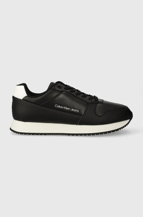 Calvin Klein Jeans sneakers RETRO RUNNER LOW LTH IN SAT culoarea negru, YM0YM00863