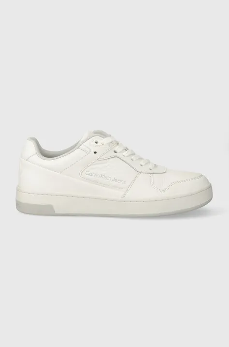 Αθλητικά Calvin Klein Jeans BASKET CUPSOLE LOW LTH IN SAT χρώμα: άσπρο, YM0YM00867