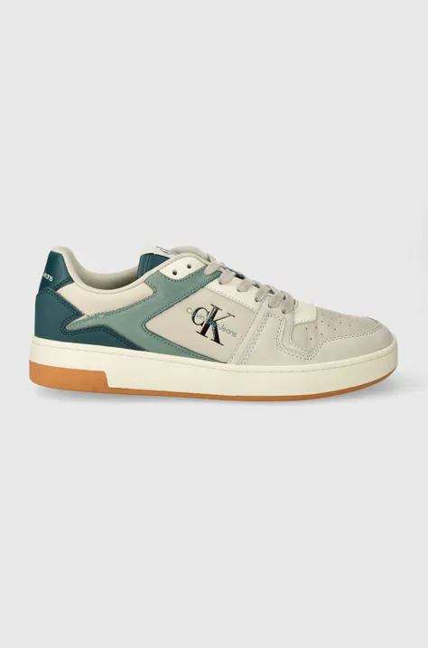 Calvin Klein Jeans sneakers in pelle BASKET CUPSOLE LOW LTH ML FAD colore turchese YM0YM00884