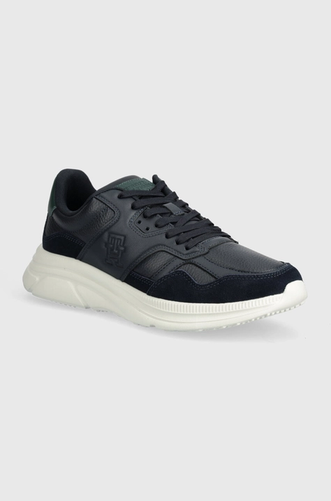 Δερμάτινα αθλητικά παπούτσια Tommy Hilfiger MODERN RUNNER BEST LTH MIX χρώμα: ναυτικό μπλε, FM0FM04938