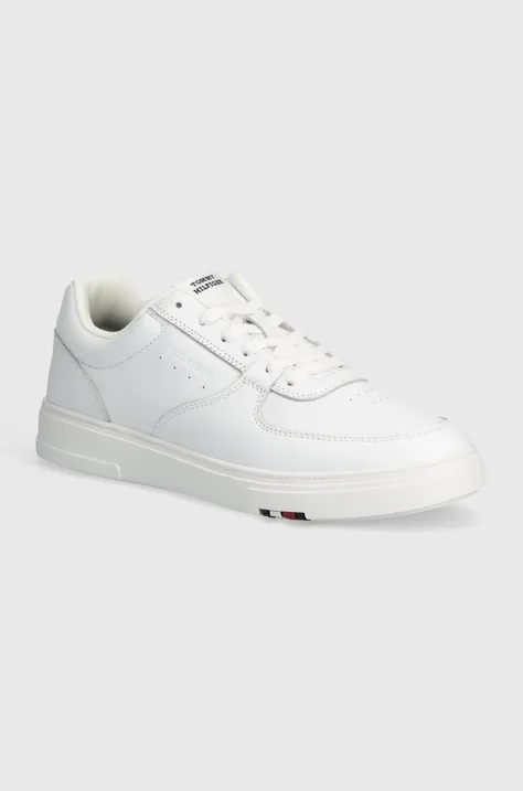 Tommy Hilfiger sneakers din piele MODERN CUP CORPORATE LTH culoarea alb, FM0FM04941