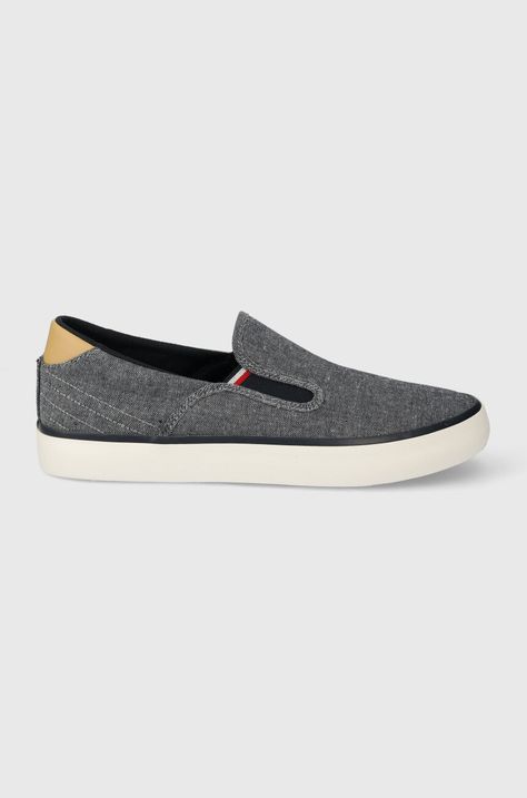 Πάνινα παπούτσια Tommy Hilfiger TH HI VULC LOW SLIPON CHAMBRAY χρώμα: ναυτικό μπλε, FM0FM04947