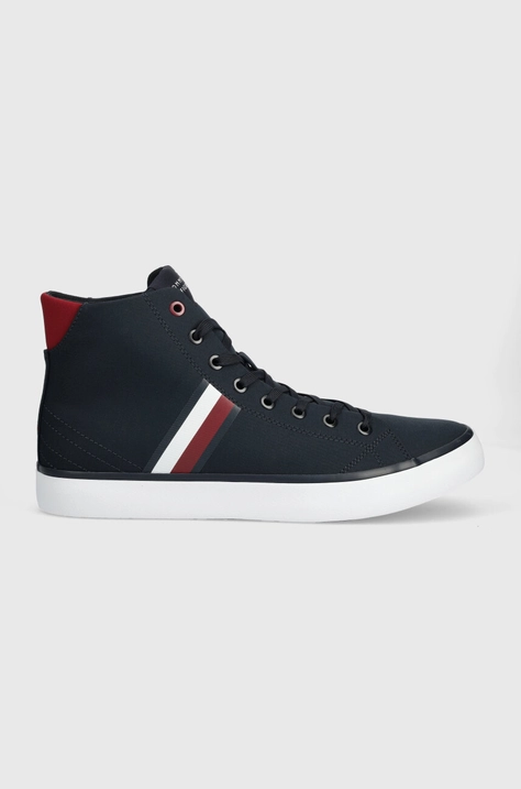 Superge Tommy Hilfiger TH HI VULC STRIPES MESH moške, mornarsko modra barva, FM0FM04948