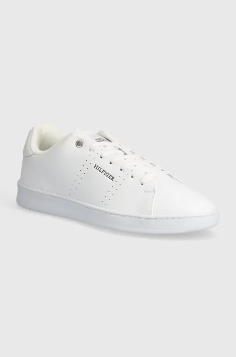Δερμάτινα αθλητικά παπούτσια Tommy Hilfiger COURT CUPSOLE RWB LTH χρώμα: άσπρο, FM0FM04966