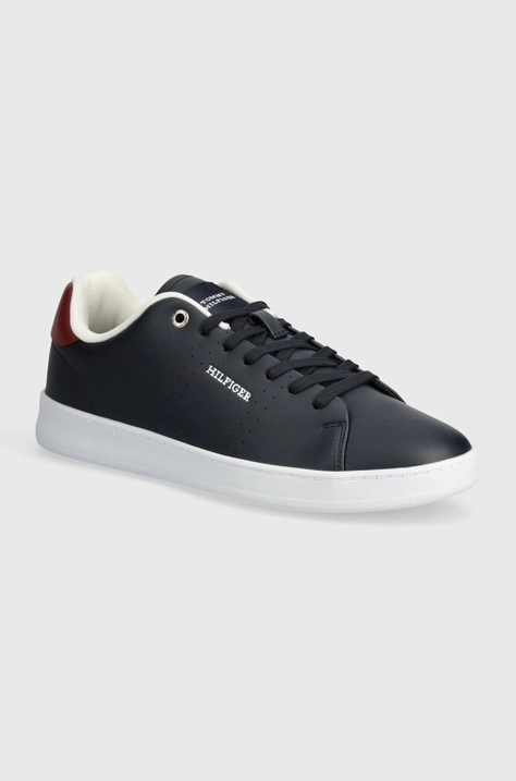 Kožené sneakers boty Tommy Hilfiger COURT CUPSOLE RWB LTH tmavomodrá barva, FM0FM04966