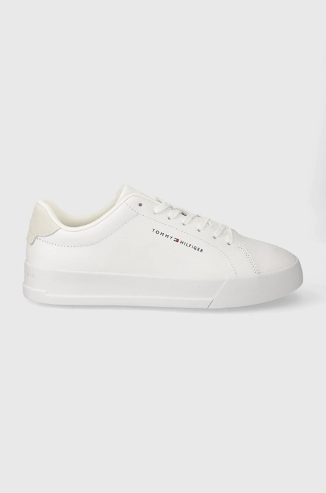 Kožené sneakers boty Tommy Hilfiger TH COURT LEATHER bílá barva, FM0FM04971