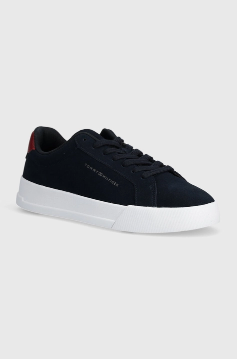 Tommy Hilfiger sneakers din piele intoarsă TH COURT BETTER SUEDE culoarea albastru marin, FM0FM04973