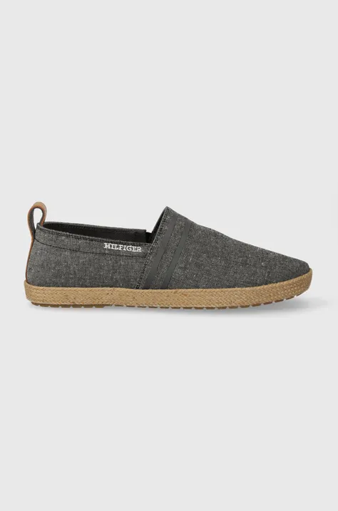 Tommy Hilfiger espadrilles ESPADRILLE C CHAMBRAY fekete, FM0FM04982