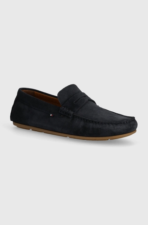 Semišové mokasíny Tommy Hilfiger CASUAL SUEDE DRIVER pánské, tmavomodrá barva, FM0FM04998