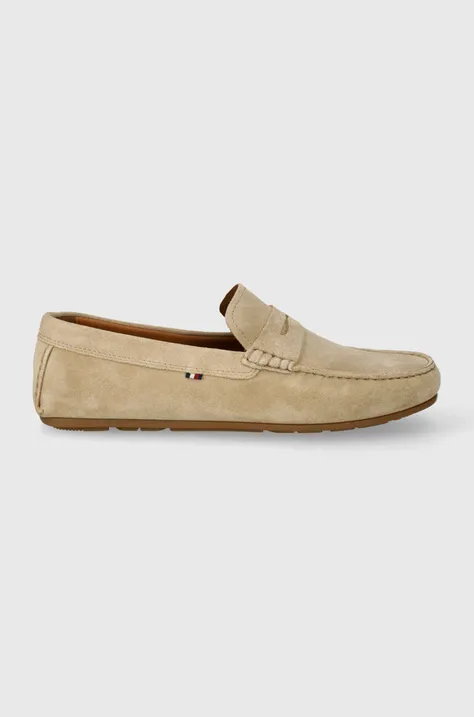 Замшеві мокасини Tommy Hilfiger CASUAL SUEDE DRIVER чоловічі колір бежевий FM0FM04998