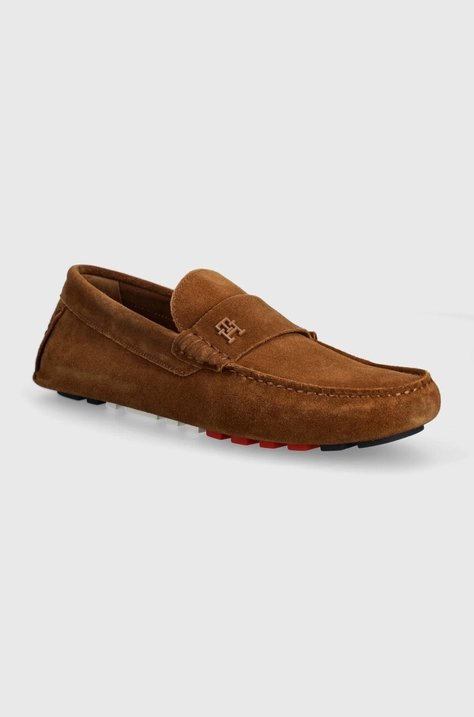 Μοκασίνια σουέτ Tommy Hilfiger TH CLASSIC SUEDE DRIVER χρώμα: καφέ, FM0FM05000