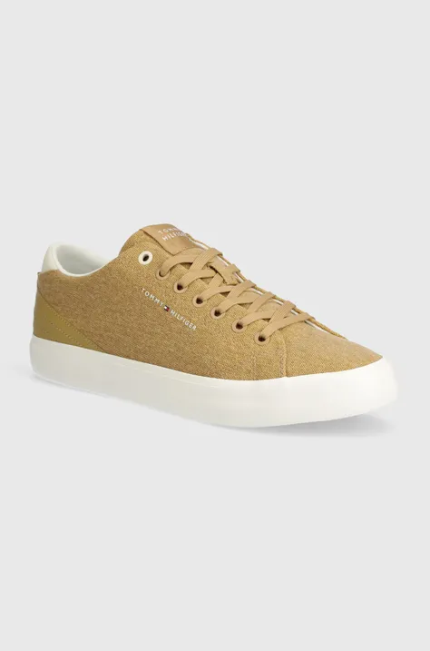 Πάνινα παπούτσια Tommy Hilfiger TH HI VULC LOW SUMMER CVS χρώμα: μπεζ, FM0FM05056