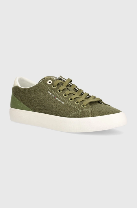 Ниски кецове Tommy Hilfiger TH HI VULC LOW SUMMER CVS в зелено FM0FM05056