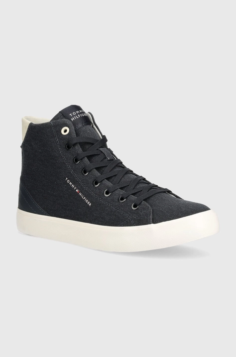 Superge Tommy Hilfiger TH HI VULC SUMMER CVS moške, mornarsko modra barva, FM0FM05076