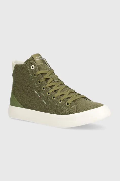 Πάνινα παπούτσια Tommy Hilfiger TH HI VULC SUMMER CVS χρώμα: πράσινο, FM0FM05076