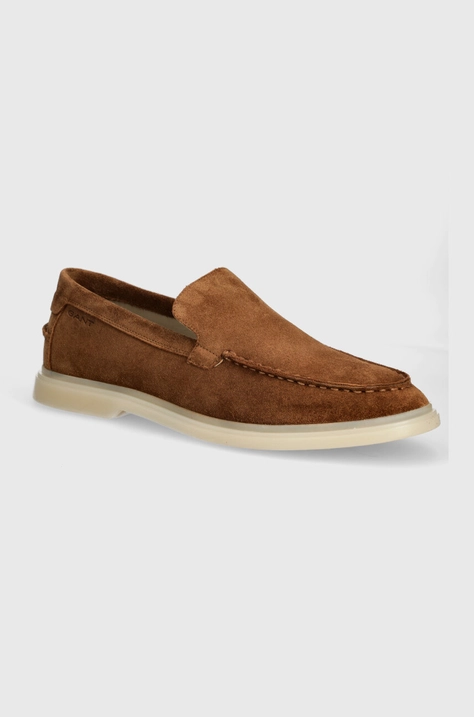 Gant mocasini din piele intoarsa Boery barbati, culoarea maro, 28673573.G771