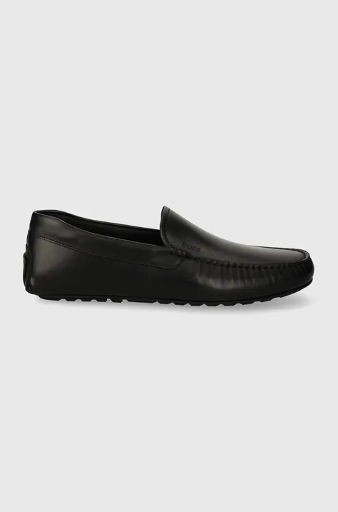 BOSS mocasini de piele Noel barbati, culoarea negru, 50517134