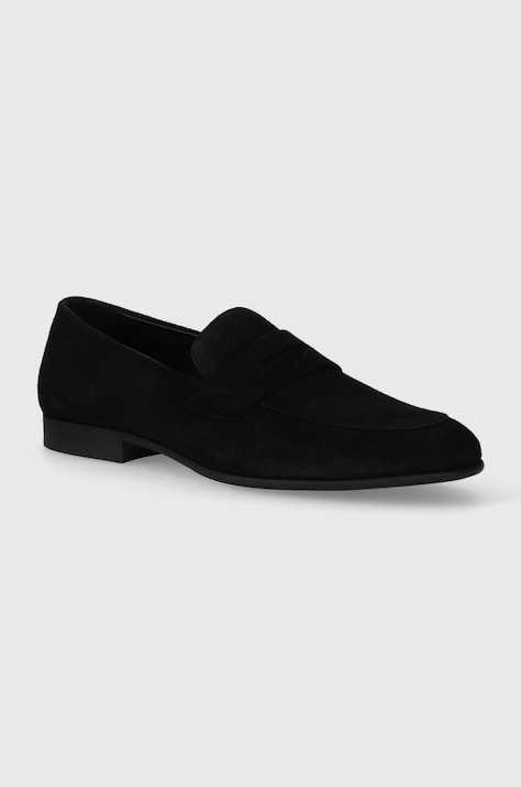 BOSS mocasini din piele intoarsa Gavrie barbati, culoarea albastru marin, 50517281
