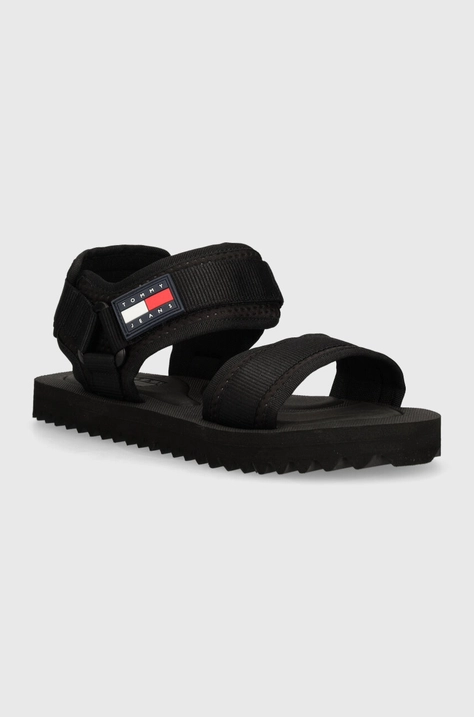 Sandali Tommy Jeans TJM SANDAL LUXE moški, črna barva, EM0EM01387