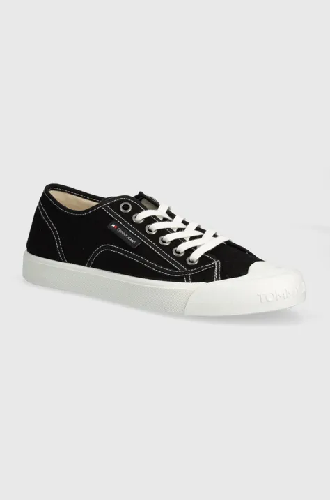 Πάνινα παπούτσια Tommy Jeans TJM FLEXIBLE OUTSOLE LACE UP χρώμα: μαύρο, EM0EM01425