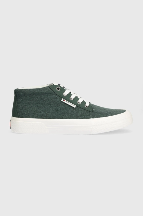 Tenisice Tommy Jeans TJM MID CUT CANVAS COLOR boja: zelena, EM0EM01412