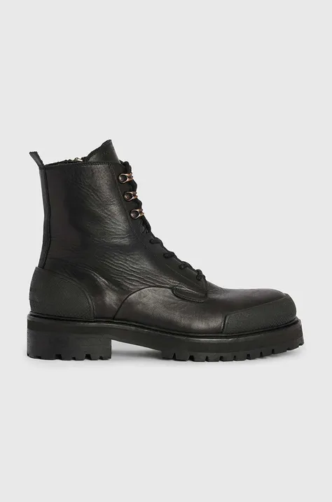 Usnjeni čevlji AllSaints Mudfox črna barva, MF529Z