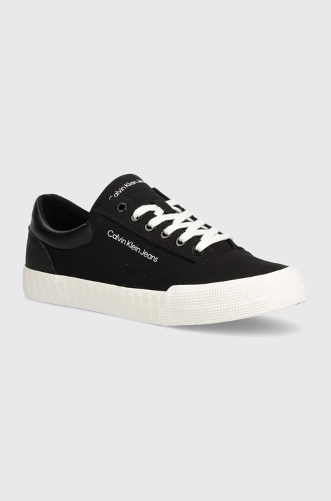 Πάνινα παπούτσια Calvin Klein Jeans SKATER VULC LOW LACEUP MIX IN DC χρώμα: μαύρο, YM0YM00903