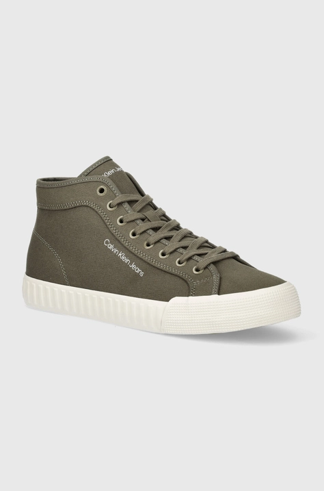 Calvin Klein Jeans tenisi SKATER VULC MID LACEUP CS IN DC barbati, culoarea verde, YM0YM00978