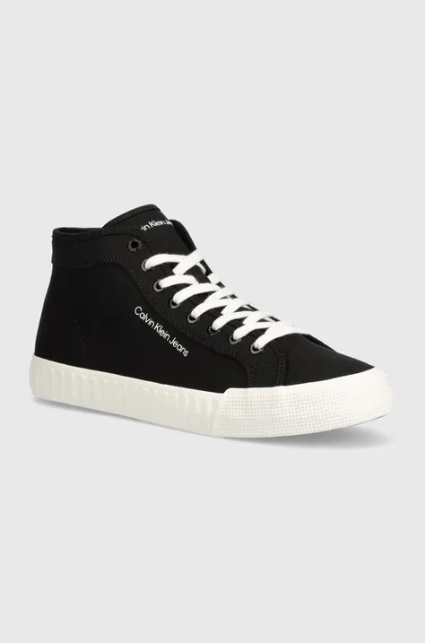 Πάνινα παπούτσια Calvin Klein Jeans SKATER VULC MID LACEUP CS IN DC χρώμα: μαύρο, YM0YM00978