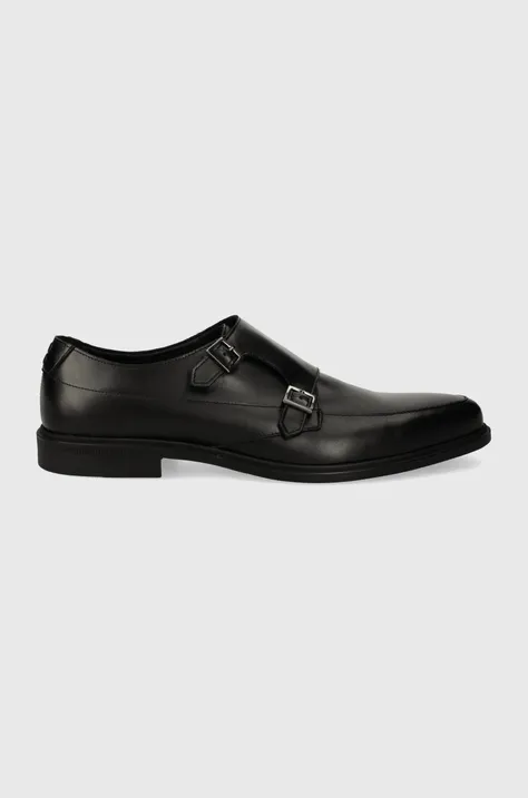 Шкіряні туфлі HUGO Kerr чоловічі колір чорний 50517214