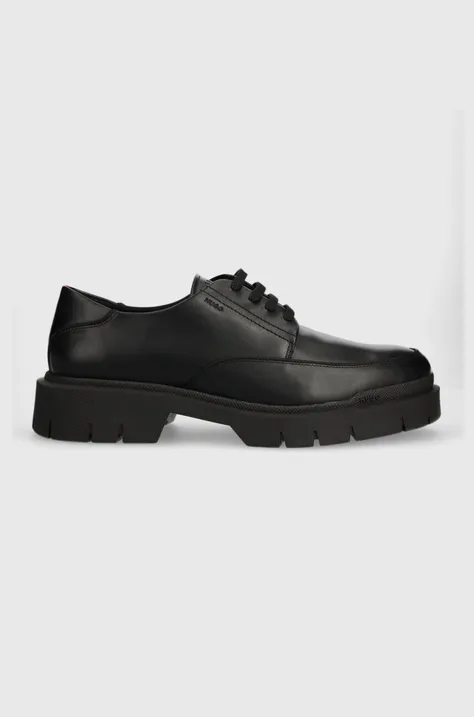 Δερμάτινα κλειστά παπούτσια HUGO Denzel χρώμα: μαύρο, 50517228