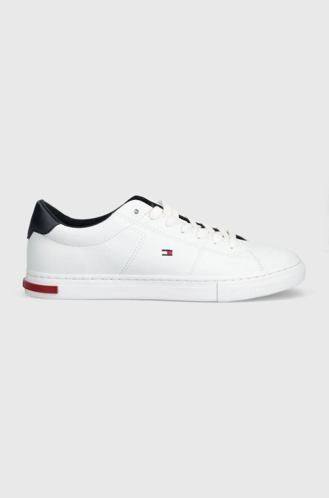 Δερμάτινα αθλητικά παπούτσια Tommy Hilfiger ESSENTIAL LEATHER DETAIL VULC χρώμα: άσπρο, FM0FM04047